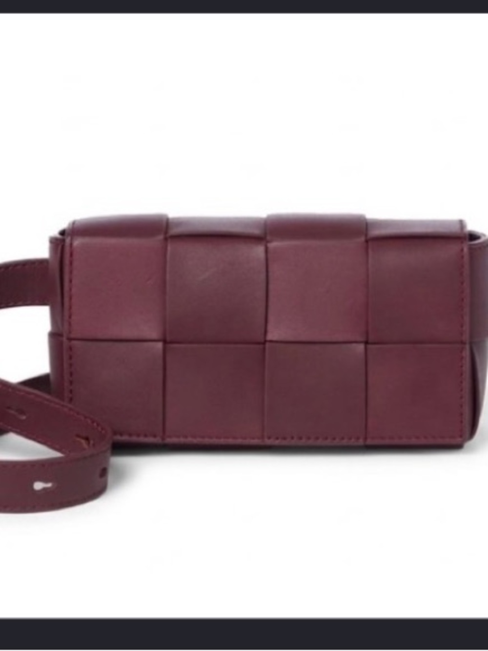 Woven Leather Crossbody Bag in Deep Wine